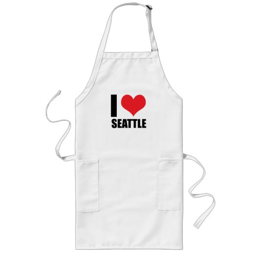 Ik hou van Seattle Lang Schort (Voorkant)