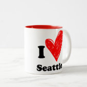 Ik hou van Seattle Tweekleurige Koffiemok (Voorkant rechts)