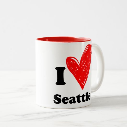 Ik hou van Seattle Tweekleurige Koffiemok (Voorkant rechts)