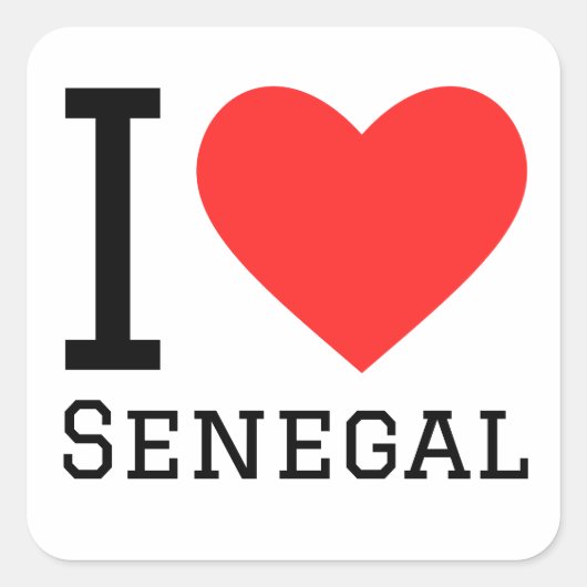 Ik hou van Senegal Vierkante Sticker (Voorkant)