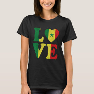 Ik hou van Senegal Vlag Hart Senegalese Roots T-shirt