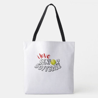 Ik hou van Senior Softbal Boodschappentas Tote Bag