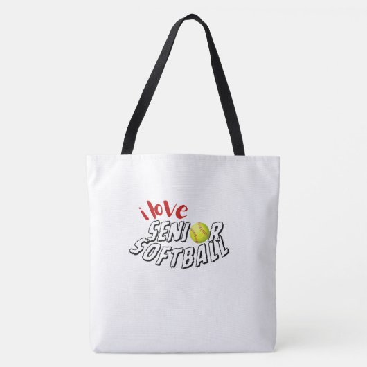 Ik hou van Senior Softbal Boodschappentas Tote Bag (Voorkant)