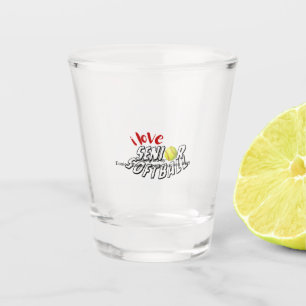 Ik hou van Senior Softbal Fleskoeler Shot Glas