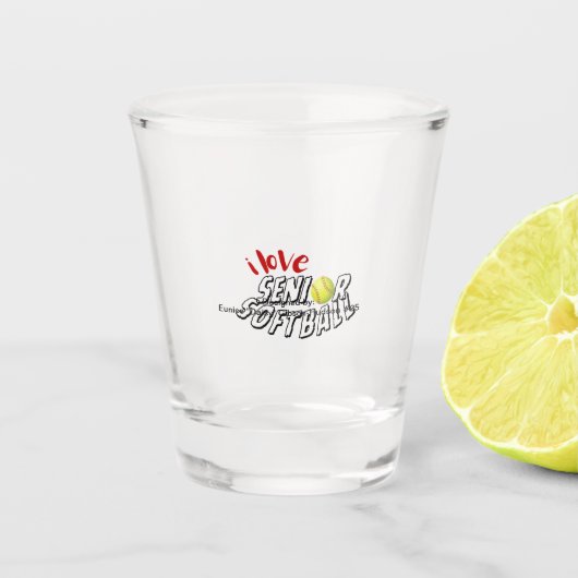 Ik hou van Senior Softbal Shotglas Shot Glas (Voorkant)