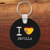 Ik hou van Sevilla Spanje Vlag Sleutelhanger (Voorkant)