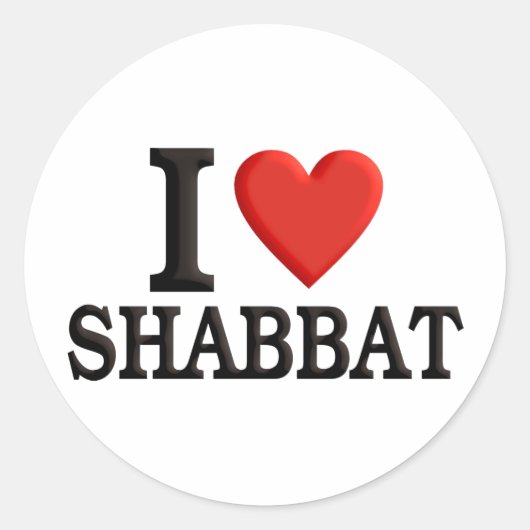 Ik hou van Shabbat Ronde Sticker (Voorkant)