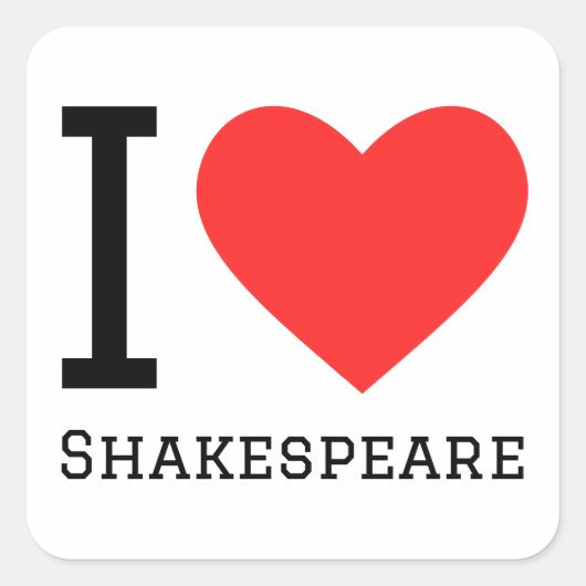 Ik hou van shakespeare vierkante sticker (Voorkant)