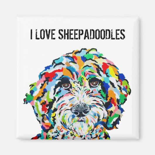 Ik hou van Sheepadoodles Magnet (Voorkant)