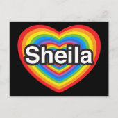 Ik hou van Sheila. Ik hou van je Sheila. Hart Briefkaart (Voorkant)