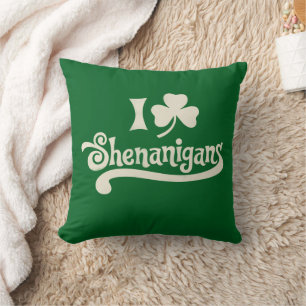 Ik hou van Shenanigans Clover Shamrock St Patrick' Kussen