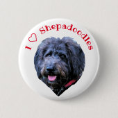 Ik hou van Shepadoodles Dog White Button (Voorkant)