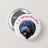 Ik hou van Shepadoodles Dog White Button (Voorkant /achterkant)