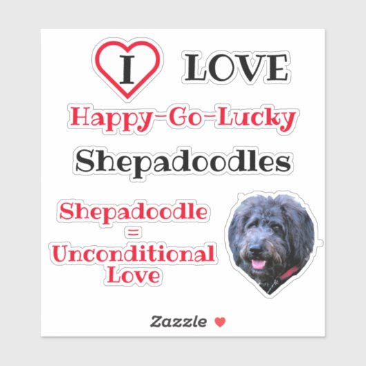 Ik hou van Shepadoodles Doodle Dog Sticker (Vel)