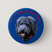 Ik hou van Shepadoodles Hondenras Blauwe Button (Voorkant)