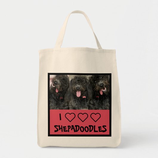 Ik hou van Shepadoodles Tote Bag (Voorkant)
