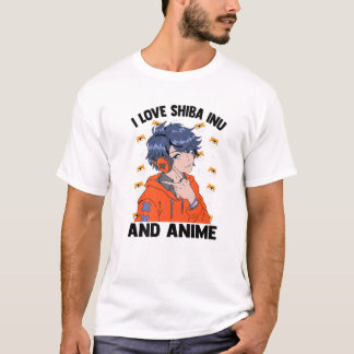 Ik hou van Shiba Inu en Anime - Cute Kawaii - Mang T-shirt