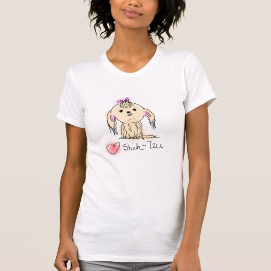 Ik hou van Shih Tzu Hand geïllustreerde Doggie Doo T-shirt (Voorkant)