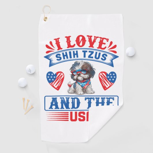Ik hou van Shih Tzus en de VS Golfhanddoek (Insitu)
