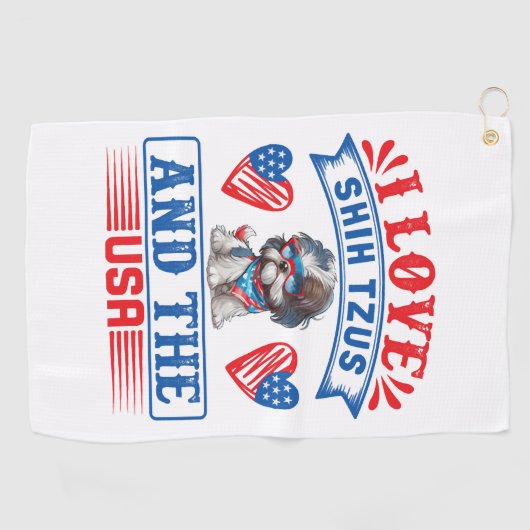 Ik hou van Shih Tzus en de VS Golfhanddoek (Horizontaal)