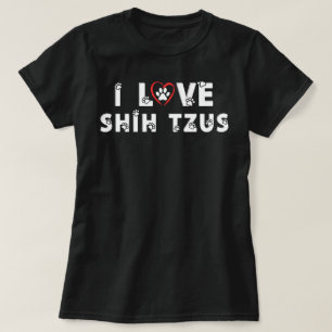 Ik hou van Shih Tzus Pootafdruk Hond T-shirt