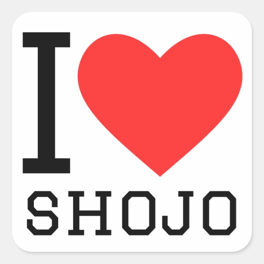 Ik hou van shojo vierkante sticker (Voorkant)