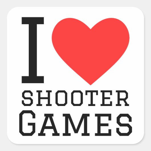 Ik hou van shooter games vierkante sticker (Voorkant)