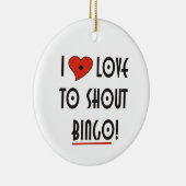 Ik hou van Shout Bingo Keramisch Ornament (Rechts)