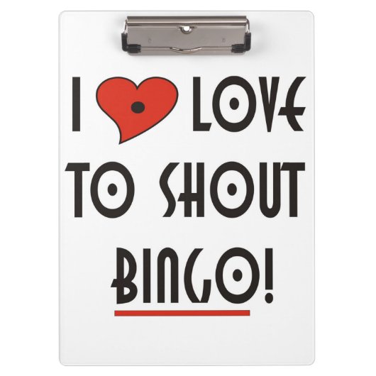 Ik hou van Shout Bingo Klembord (Voorkant)