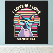 Ik hou van Siamese kat Canvas Afdruk (Insitu (Houten vloer))
