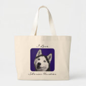 Ik hou van Siberian Huskies Jumbo Canvas Totebag Grote Tote Bag (Voorkant)
