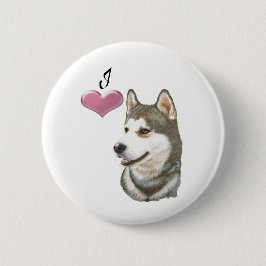 Ik hou van Siberian Husky Dog kunst design Ronde Button 5,7 Cm