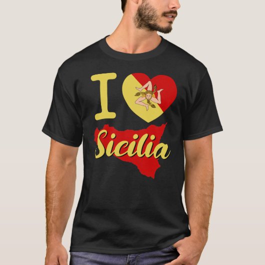 Ik hou van Sicilia (Ik Siciliaans Hart Sicilia) T-shirt (Voorkant)