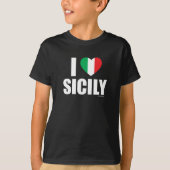 Ik hou van Sicilië Italiaans Vlag Hart Kinder T-shirt (Voorkant)