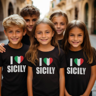 Ik hou van Sicilië Italiaans Vlag Hart Kinder T-shirt