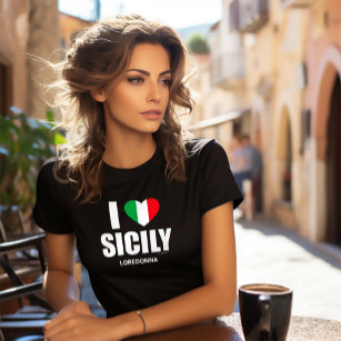 Ik hou van Sicilië Italiaanse vlag hart T-shirt