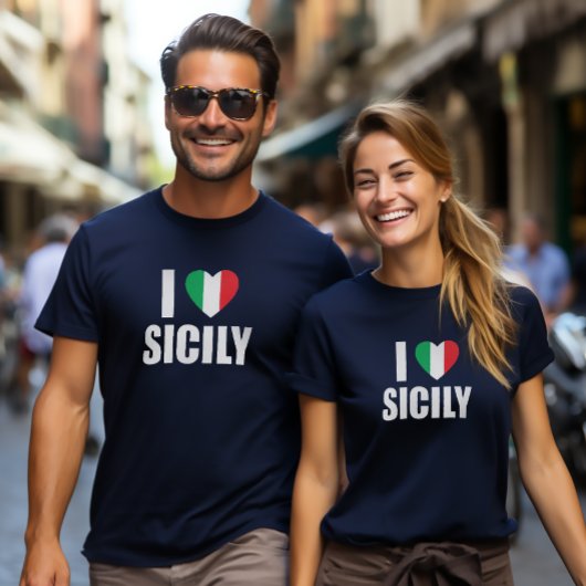 Ik hou van Sicilië Italiaanse vlag hart T-shirt