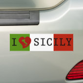 Ik hou van Sicilië Vlag Bumpersticker (Op auto)