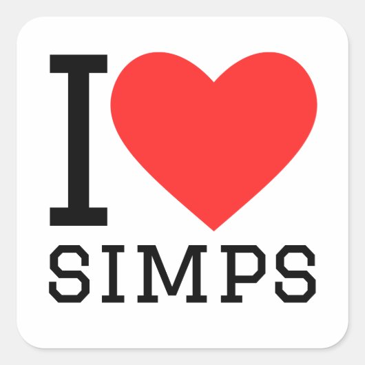 Ik hou van simps vierkante sticker (Voorkant)