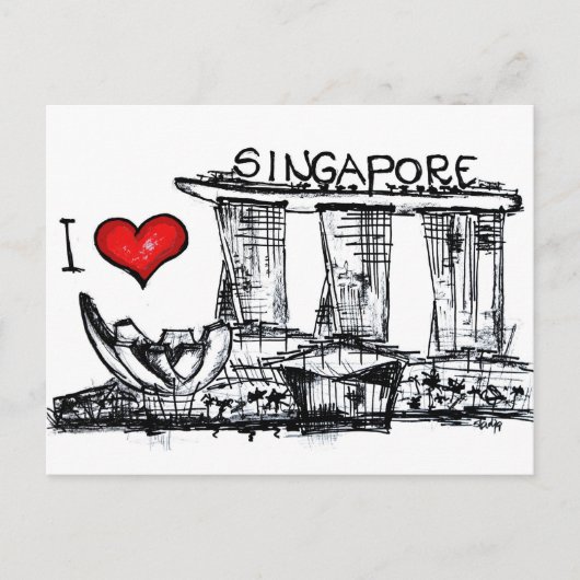 Ik hou van Singapore Briefkaart (Voorkant)