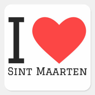 Ik hou van sint marteen vierkante sticker
