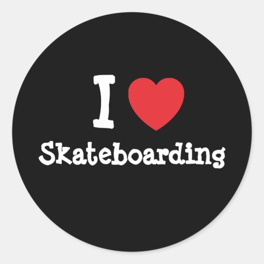 Ik hou van Skateboarden hart aangepast aan maat Ronde Sticker (Voorkant)