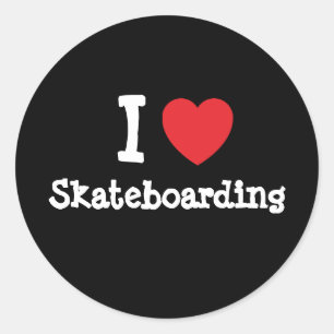 Ik hou van Skateboarden hart aangepast aan maat Ronde Sticker