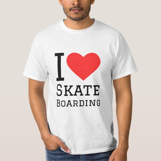 Ik hou van skateboarden t-shirt (Voorkant)