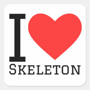 Ik hou van skelet vierkante sticker