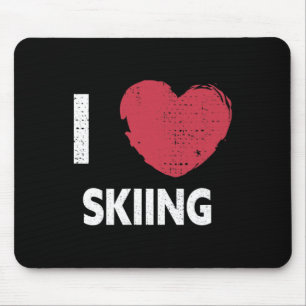 Ik hou van skiën design voor een ski liefhebber muismat