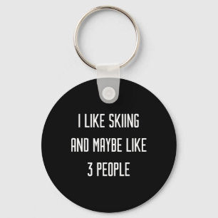 Ik hou van skiën en misschien 3 personen winter sn sleutelhanger