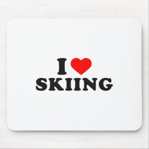 Ik hou van skiën, liefde voor sneeuwliefhebber muismat
