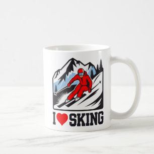 Ik hou van skiën Retro Skier Mountain Graphic Koffiemok