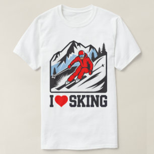 Ik hou van skiën Retro Skier Mountain Graphic T-shirt